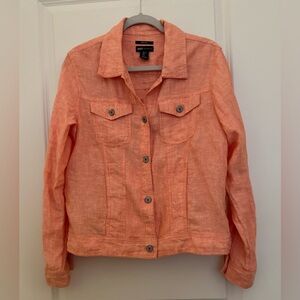 Jones New York  corral linen jacket, size large.